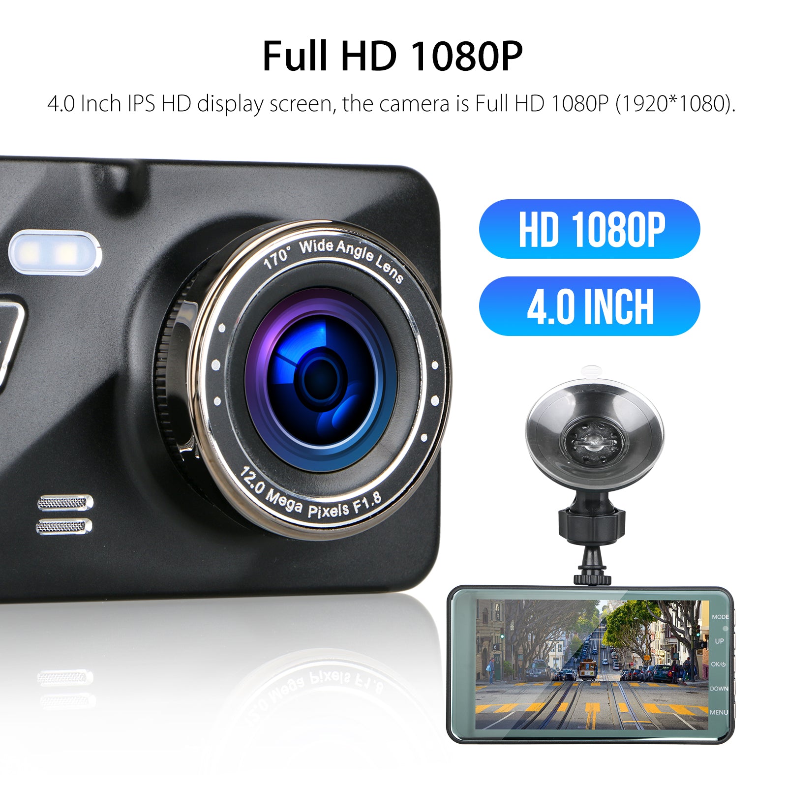 4"/4.5" IPS Screen Full HD 1080P DVR Dash Cam, Car Dashboard Camera Video Recorder w/ G-sensor